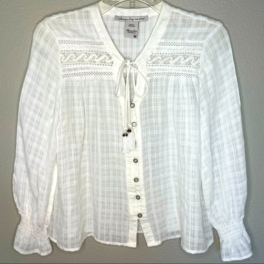 American Rag white long sleeve shirt size M